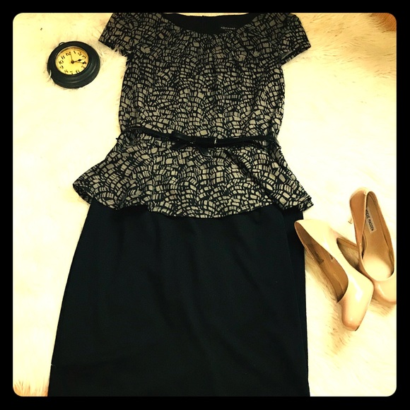 connected apparel Dresses & Skirts - Connected Apparel black peplum dress with belt